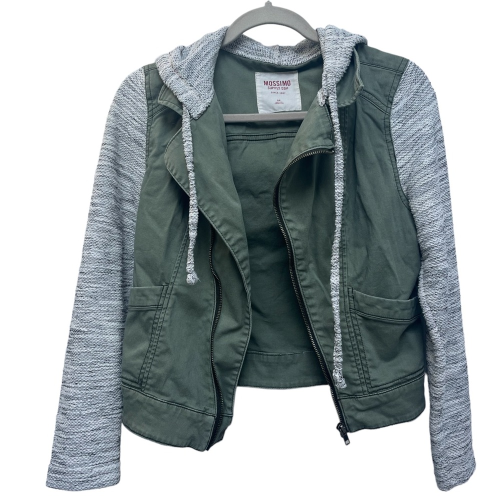 Mossimo Supply Co green and knit cargo hoodie jacket